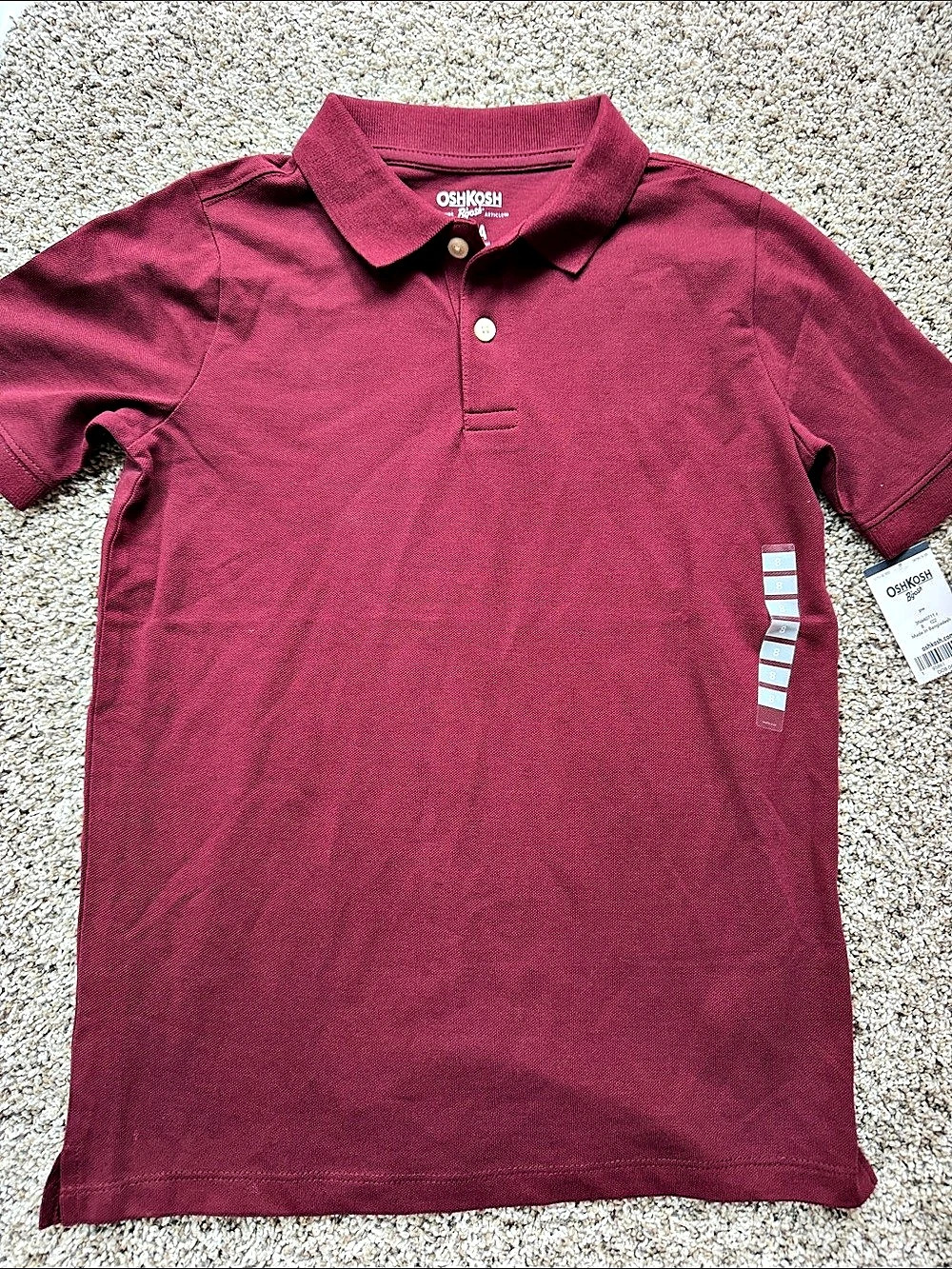 OshKosh B'gosh PW Boys Polo Shirt in Burgundy Size 8 NWT